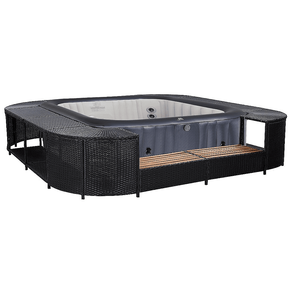 Intex SET NÁBYTKU hranatý (černý umělý polyratan) + mobilní vířivka Otium (930L)