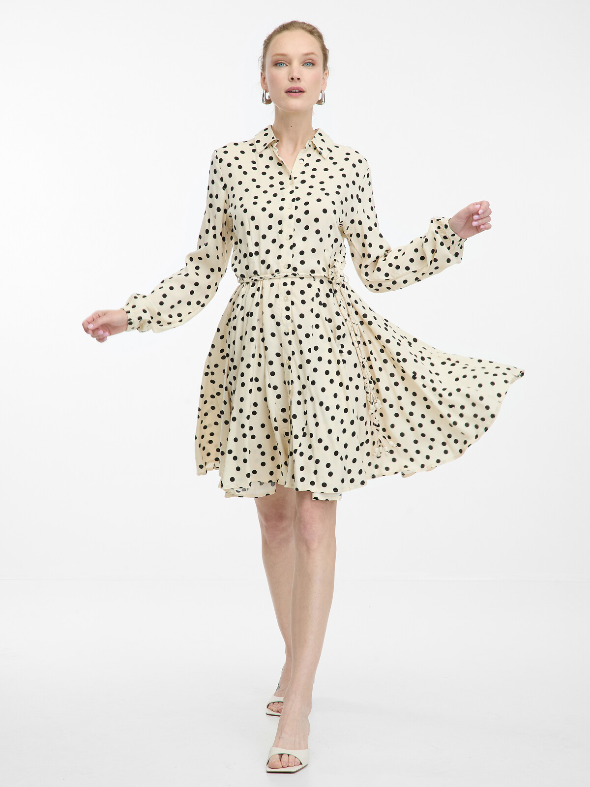 Krémové dámské košilové šaty ke kolenům ORSAY - Dámské