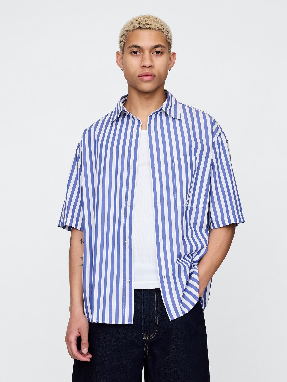 GAP Oversize popelínová košile - Pánské