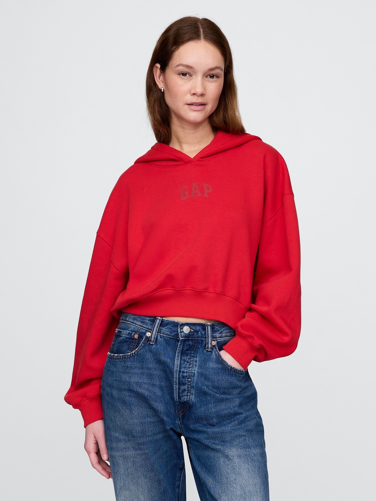 GAP Mikina s kapucí Logo Cropped Americana - Dámské