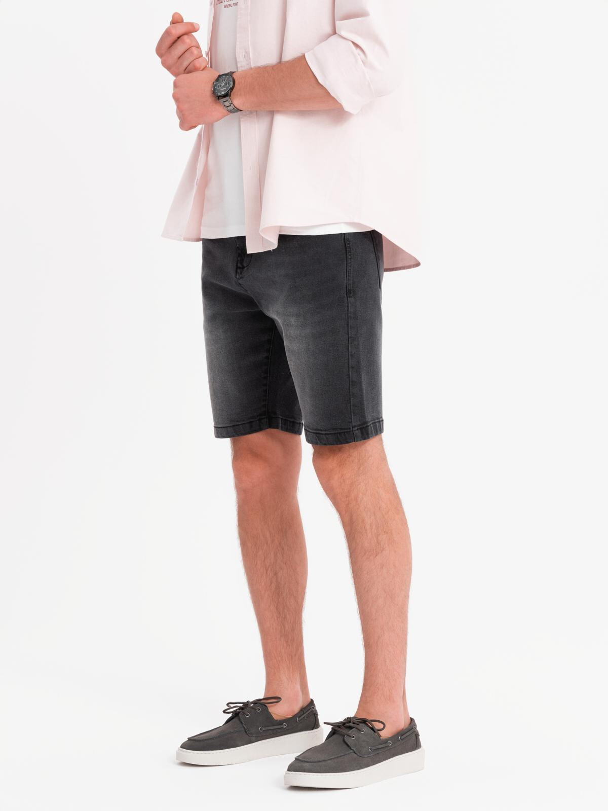 Ombre Men's classic cut denim shorts - black