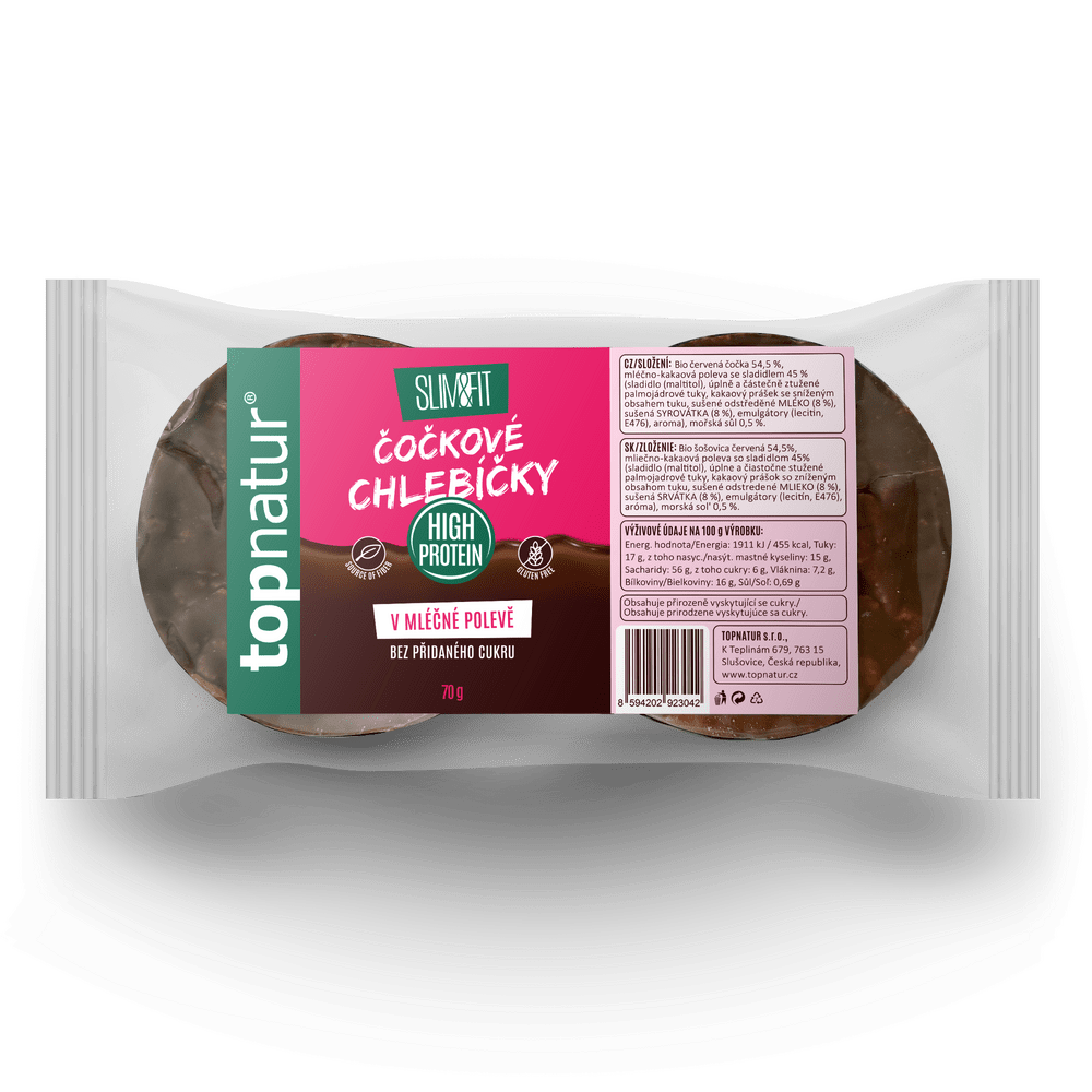 TOPNATUR Slim&fit Čočkové chlebíčky v mléčné polevě 70 g