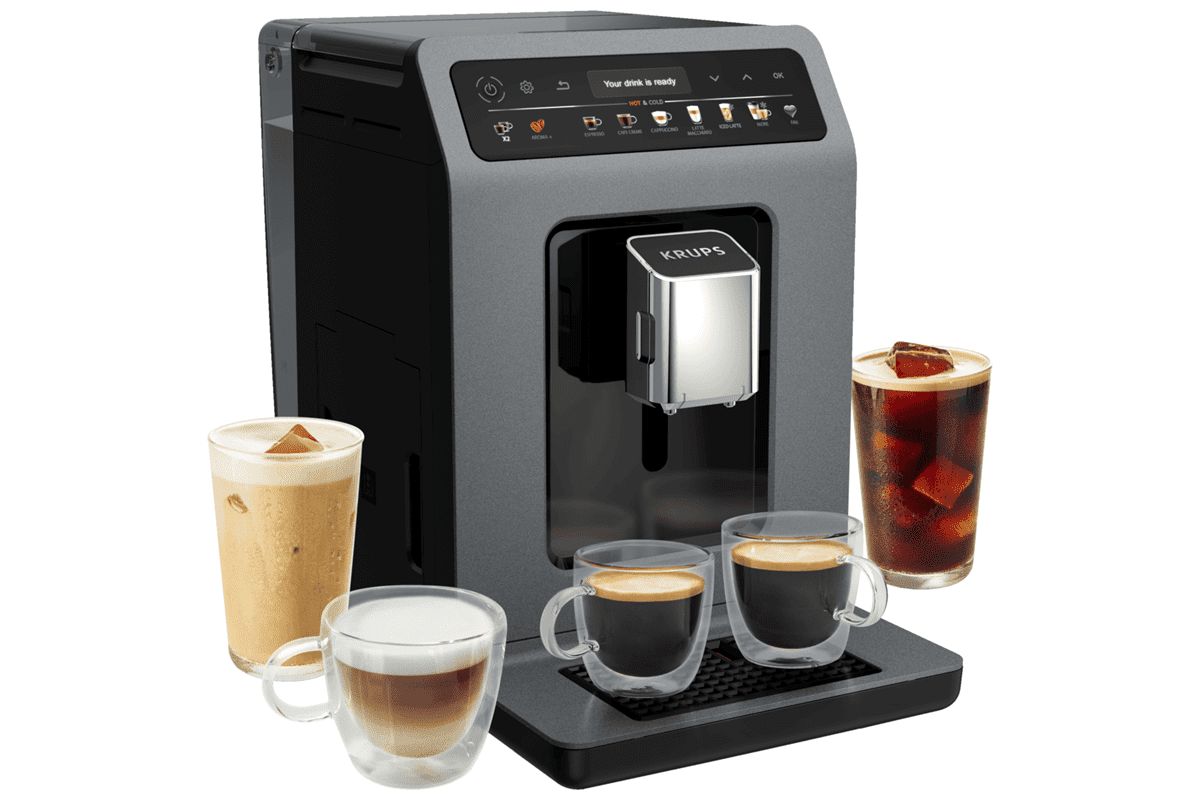 Automatický kávovar KRUPS Evidence Hot & Cold EA898GF0 Šedý/Černý