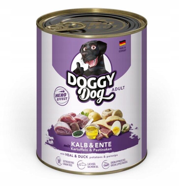 DOGGY Dog Adult 6 ks (6 x 800 g) - telecí a kachna