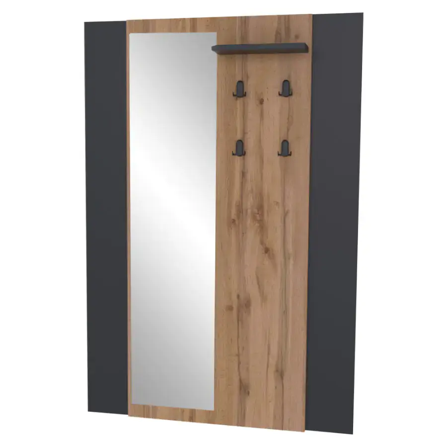 Tempo Kondela Věšákový panel se zrcadlem AMONI, dub wotan