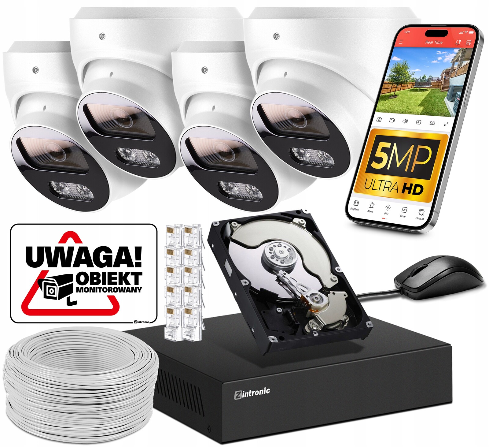 Sada pro Monitorování Ip PoE 4 Kamery 5MPx 2TB Audio Detekce Dual Light