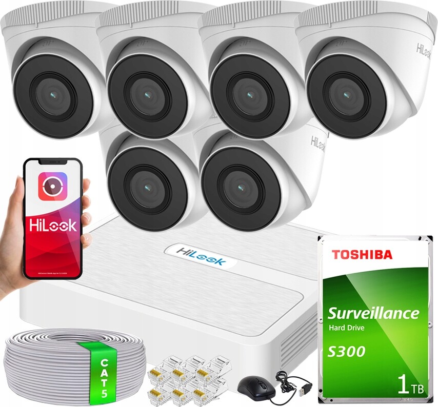 Sada pro monitorování Ip 6 kamer 5Mpx Rekordér 8 PoE Aplikace Hikvision