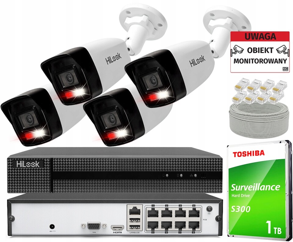 Sada Ip monitorování pro rozšíření 4 kamer 4Mpx Ir/led rekordér 8CH PoE