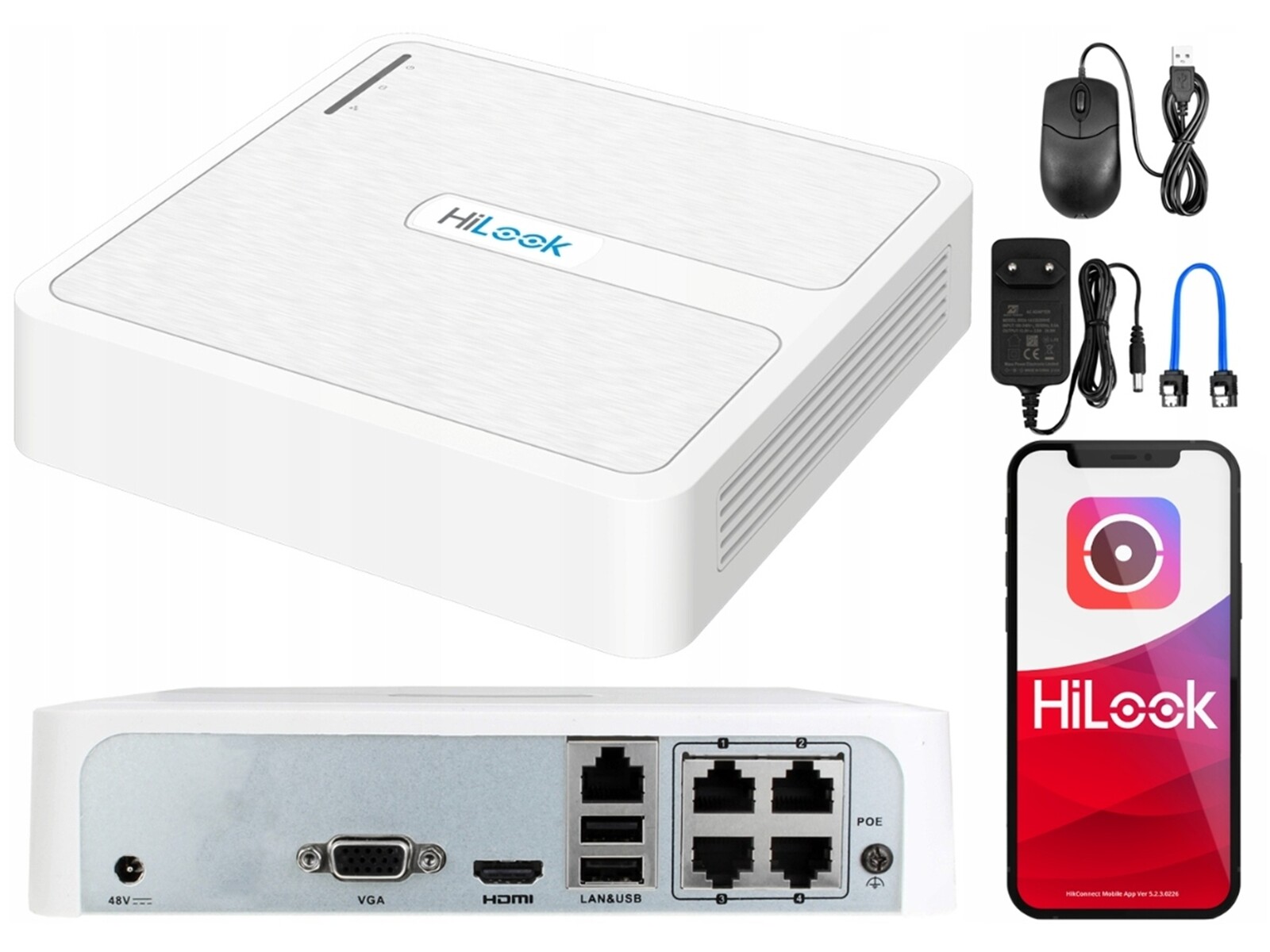 Ip PoE rekordér Hikvision 4x PoE 6Mpx HiLook NVR-4CH-H/4P