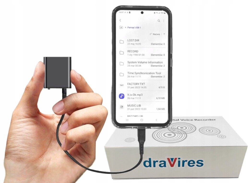 Diktafon mini malý micro špionážní 32GB odposlech draVires do telefonu