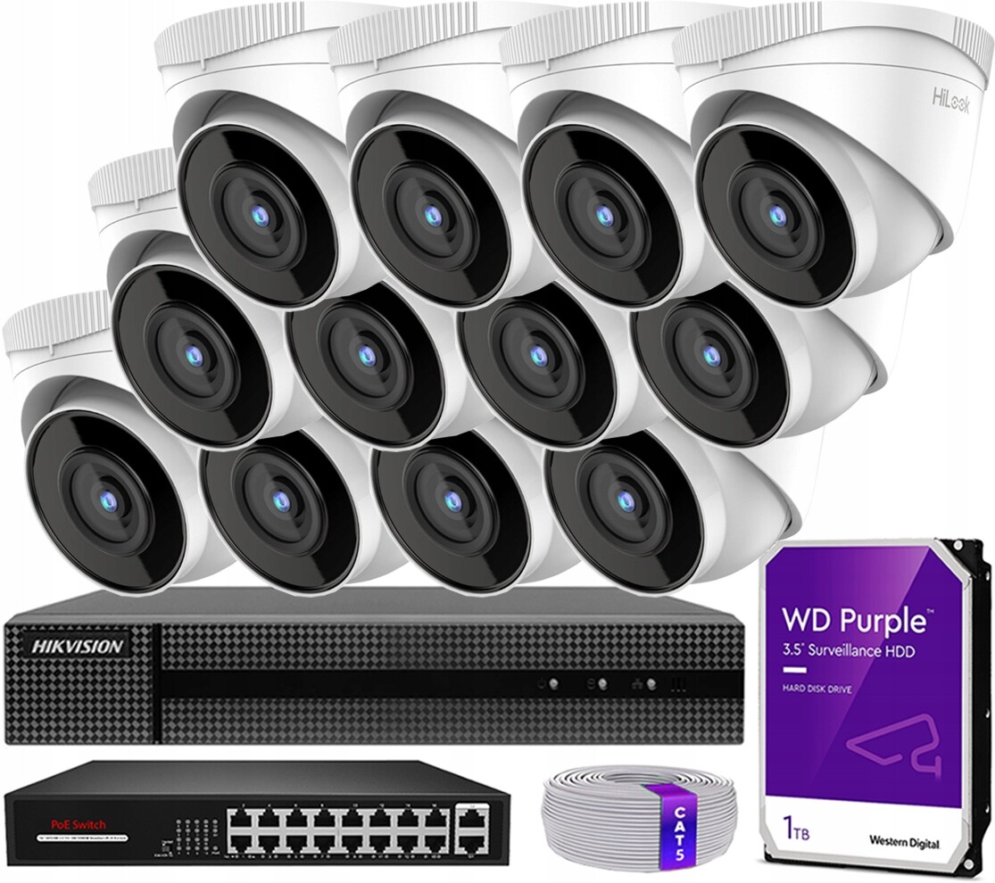 Monitorovací sada Ip 12 kamer IPCAM-T5 Rekordér HWN-4216MH Disk 1TB