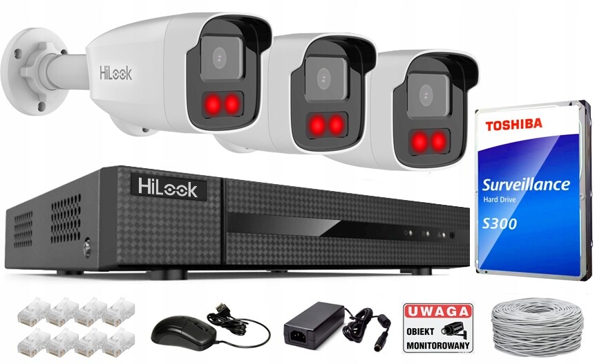 Ip monitorovací sada 4Mpx PoE 3 kamery IR50 m HiLook od Hikvision