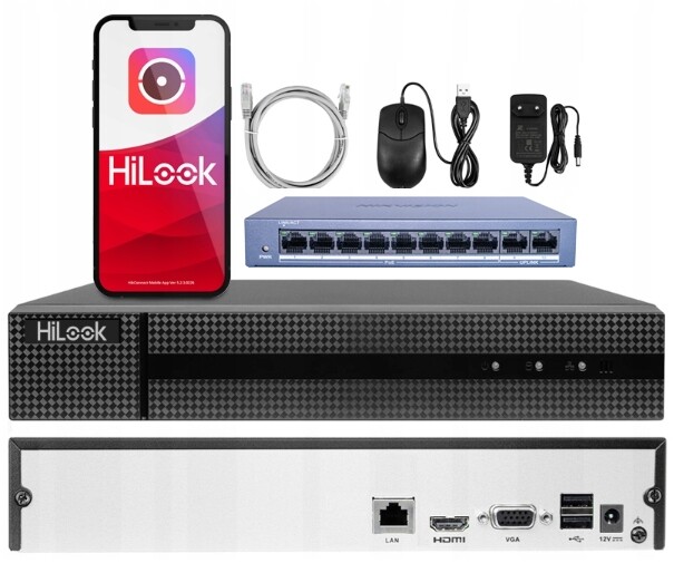 Ip rekordér HiLook Hikvision NVR-8CH-4MP PoE přepínač pro 8 Ip kamer