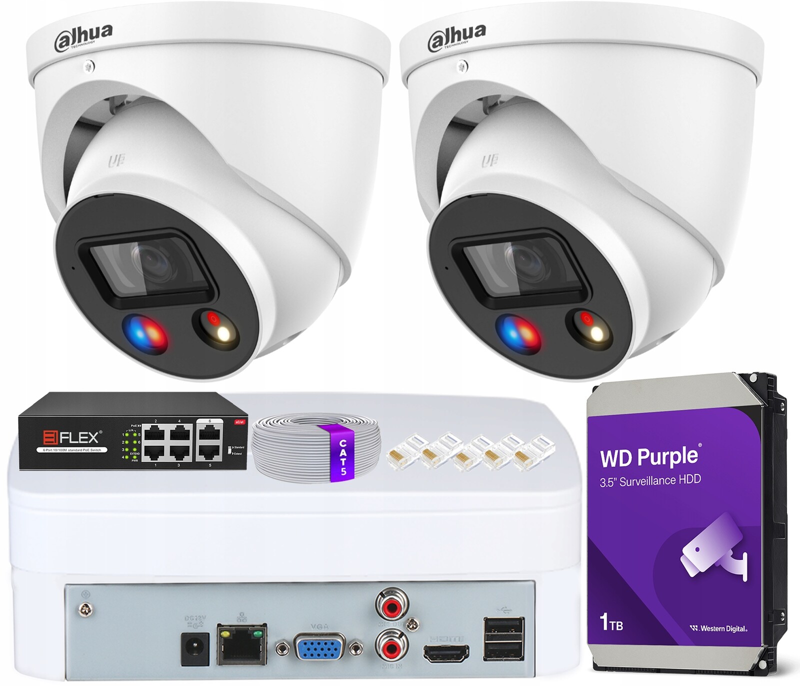 Monitorovací sada 2 kopulové kamery 5Mpx WizSense Dual Dahua 1TB disk