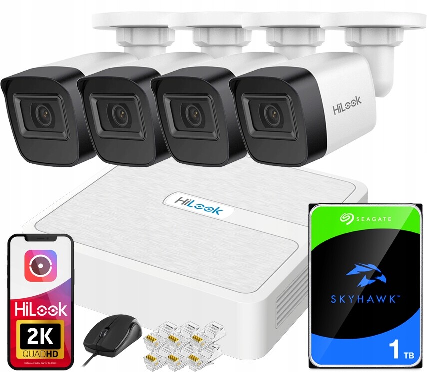 Monitorovací sada 4 kamer 4MPx 2K+ Externí PoE HiLook od společnosti Hikvision