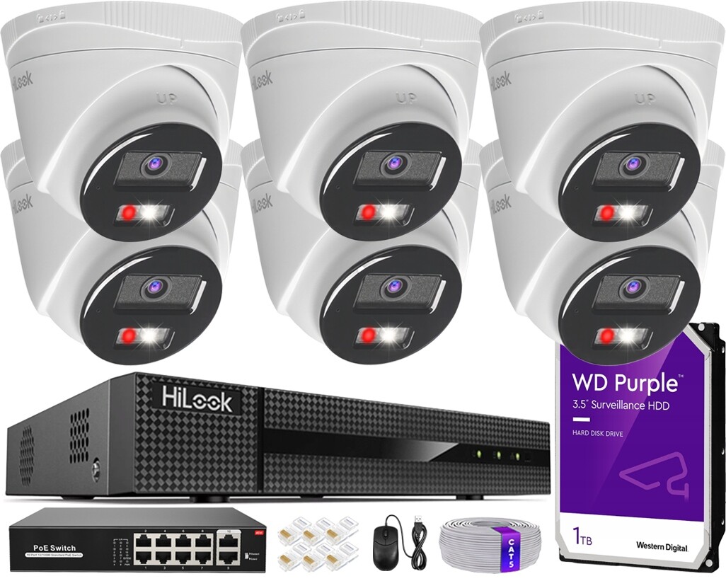 Sada monitorování Ip 6 kamer 4Mpx Poe Aplikace detekce zvuku Nvr 8CH 1TB