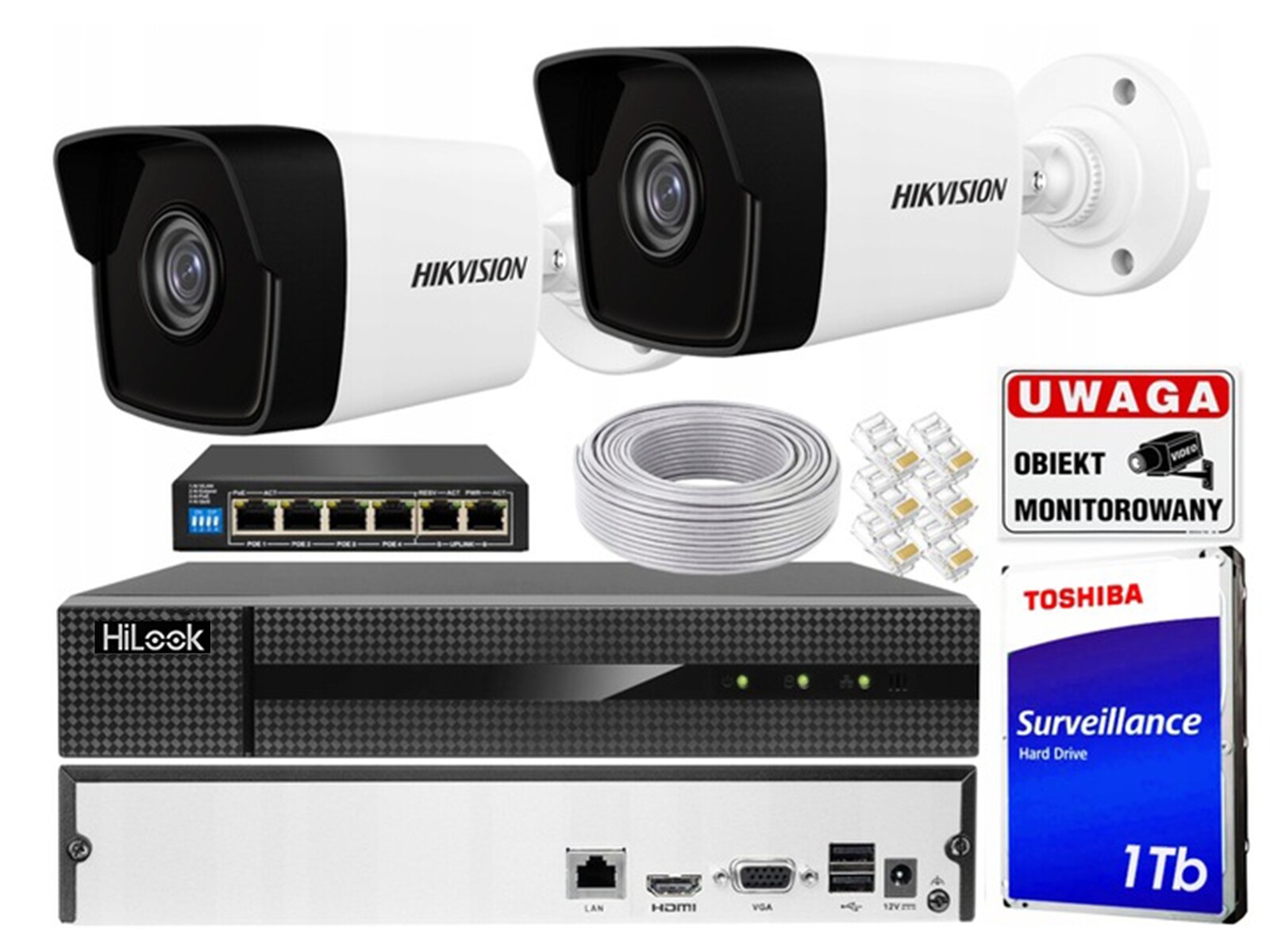 Sada pro monitorování 2 Ip kamer 4MP Ir Hikvision