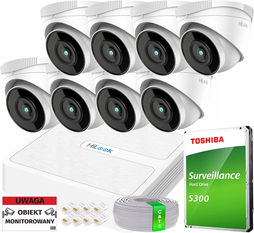 Ip monitorovací sada 8 kamer 5Mpx PoE Ir 30 m Aplikace detekce Nvr 1TB