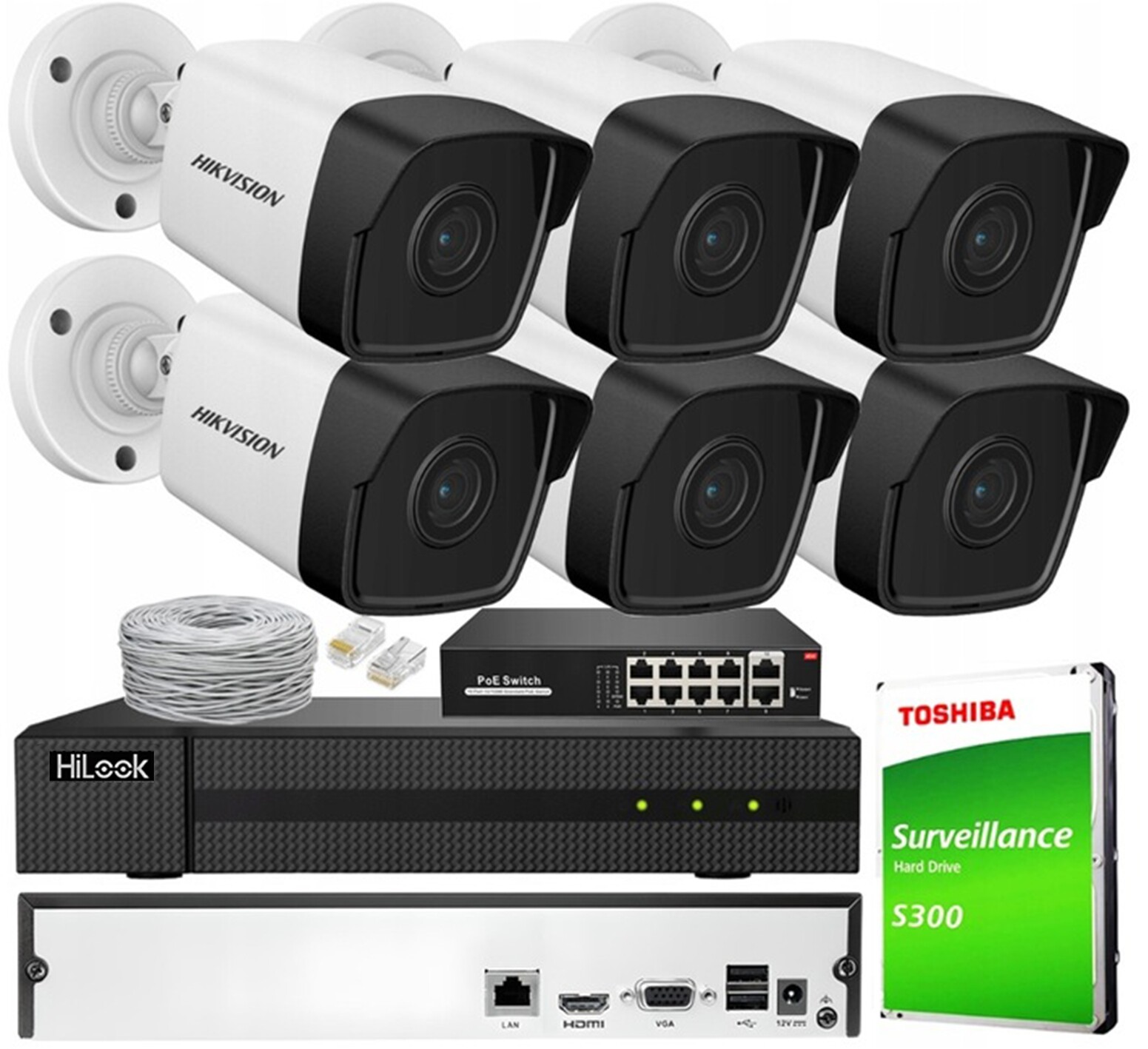 Sada pro monitorování Ip 4MP Qhd 6 kamer Hikvision 8 kanálů