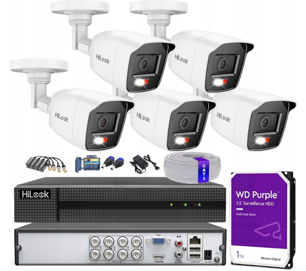 Venkovní monitorování 5MPx Hilook od Hikvision 5 kamer TVICAM-B5M-20DL Dvr