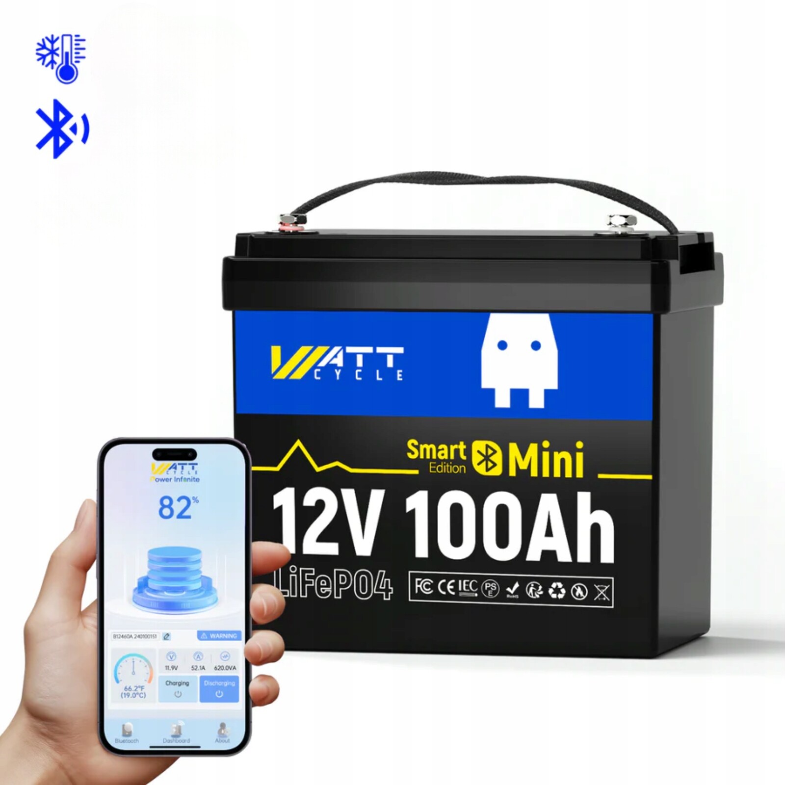 2*AKUMULÁTOR LiFePO4 12V 100Ah Mini Z Bluetooth Do Fotowoltaiki,ups,kampera