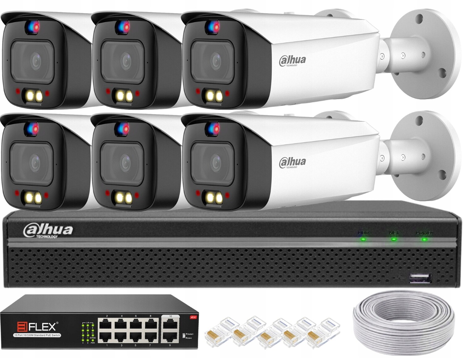 Monitorovací sada Dahua 6x Ip kamera 5Mpx IPC-HFW3549T1-AS-PV-S5 TiOC PoE