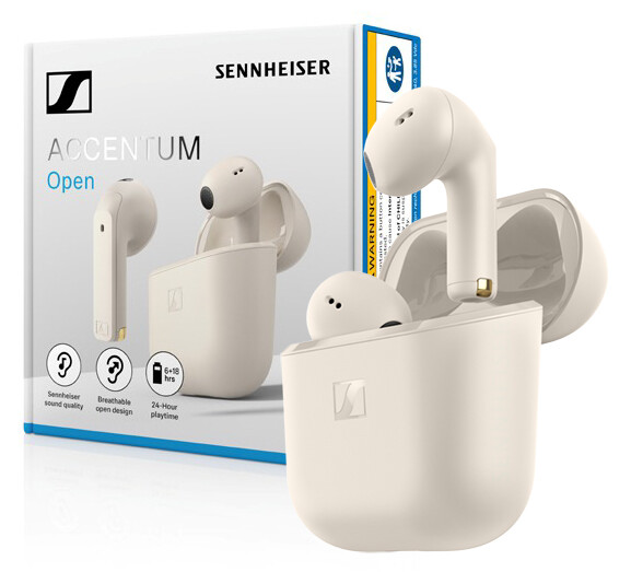 Sennheiser Accentum Open Cream True Wireless IPX4 28h 109dB Bt 5.3 Pouzdro