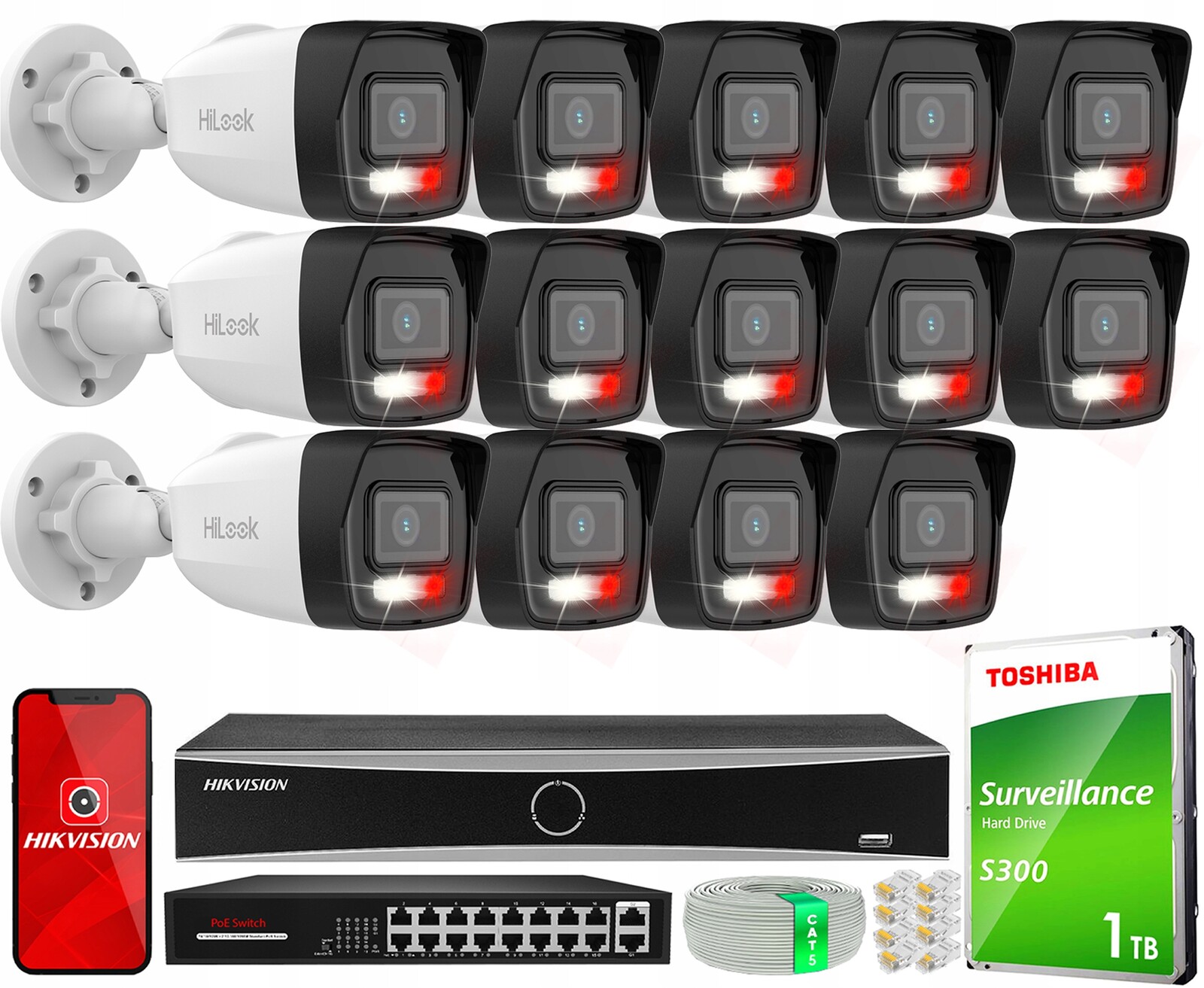 Ip monitorování 14 kamer IPCAM-B6-30DL 6Mpx HiLook od společnosti Hikvision