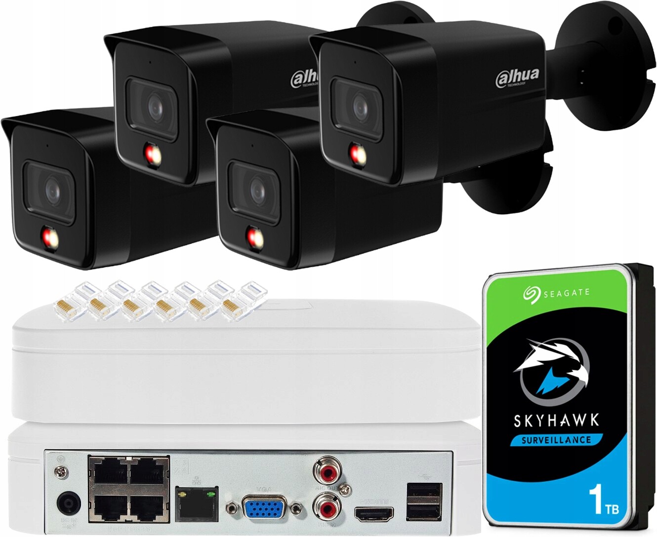 8Mpx monitorovací sada Dahua 4 kamery IPC-HFW1839TC-BLACK Smart Dual Light