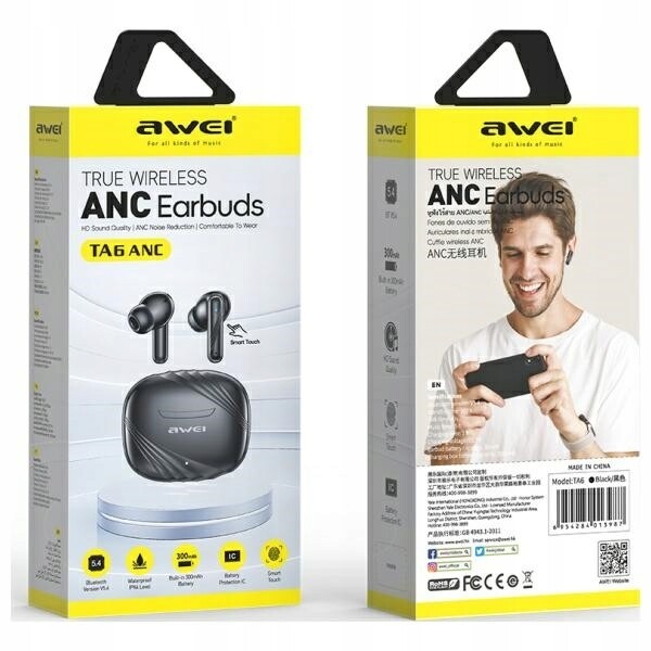 Awei Bluetooth 5.3 sluchátka TA6 Anc dokovací stanice černá/černá