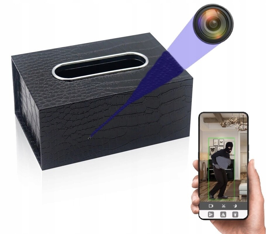 Mini Špionážní Kamera Skrytá Nádoba Na Kapesníky Krabička Full Hd Wifi