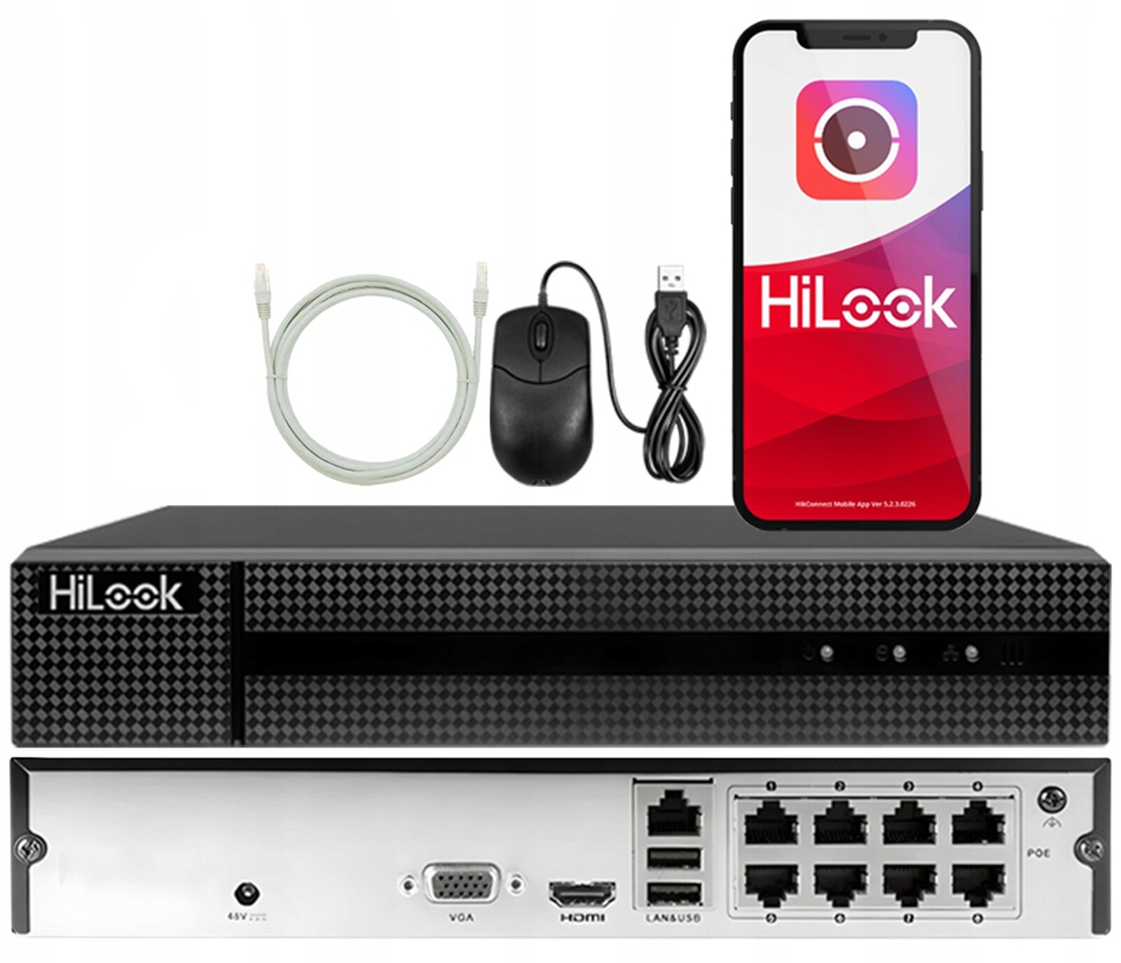 Ip rekordér 8x PoE Hilook By Hikvision pro kamery max. 4MPx H.265+