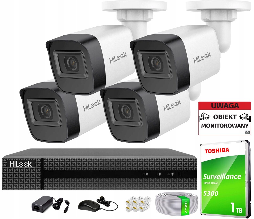 Sada pro monitorování 4x IPCAM-B4-P 2K+ PoE IR20m IP67 Hilook od společnosti Hikvision