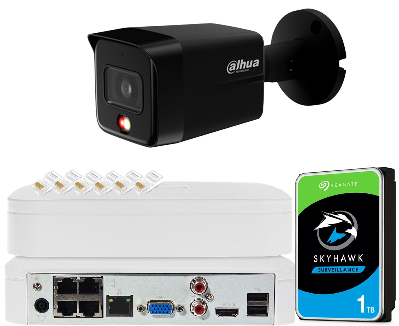 8Mpx monitorovací sada Dahua Kamera IPC-HFW1839TC-BLACK Smart Dual Light