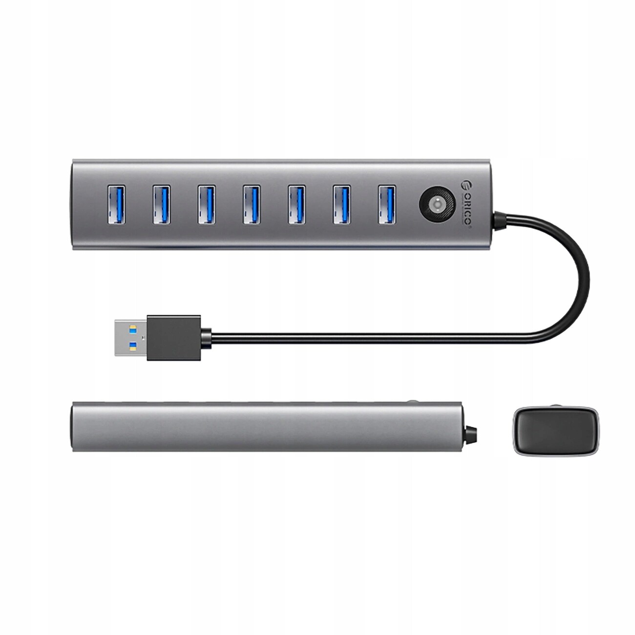 Hub Orico CL7U-U3 7x Usb-a 3.0 Usb-c 5V/3A 1m šedý