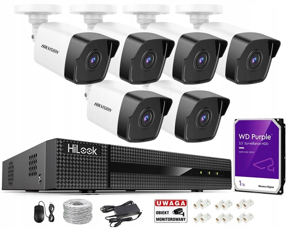 Sada pro monitorování Ip 6 kamer 4Mpx Hikvision IPCAM-B4