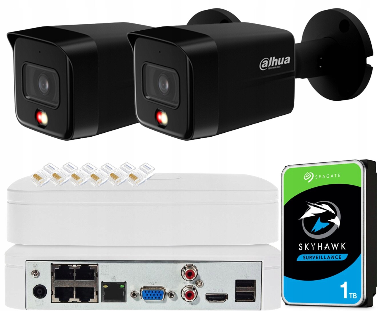 8Mpx monitorovací sada Dahua 2 kamery IPC-HFW1839TC-BLACK Smart Dual Light