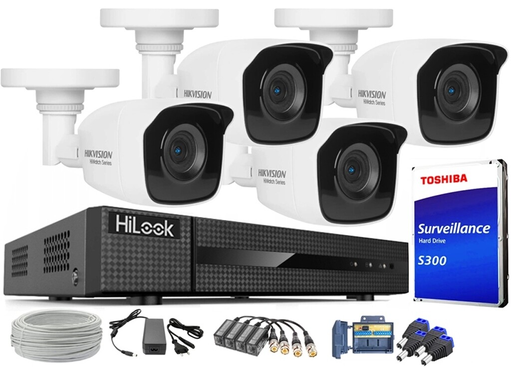 Sada Pro Monitorování 4 Kamer 5MPx Hikvision IR30 Utp Rekordér Hilook 1TB