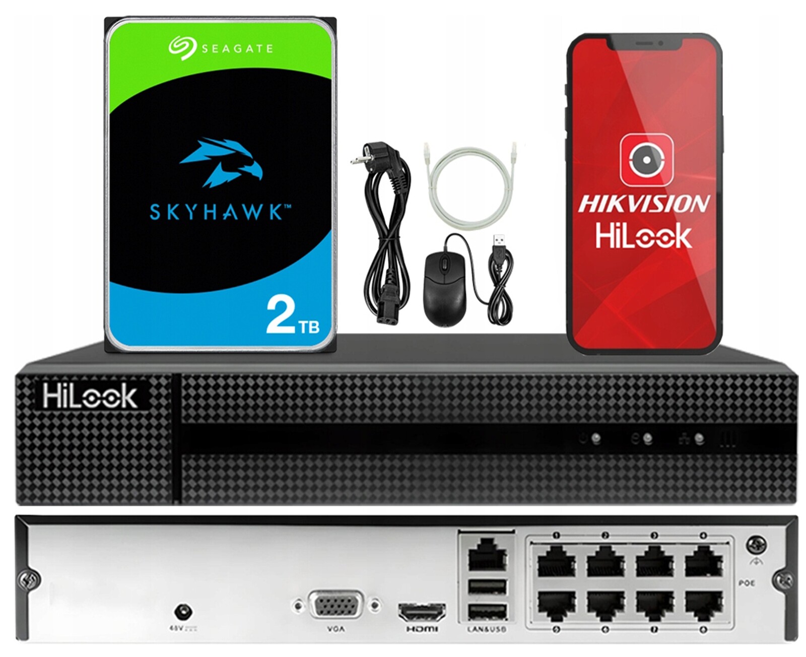 Ip rekordér Hilook By Hikvision s diskem 2TB 8x PoE Aplikace Mrak