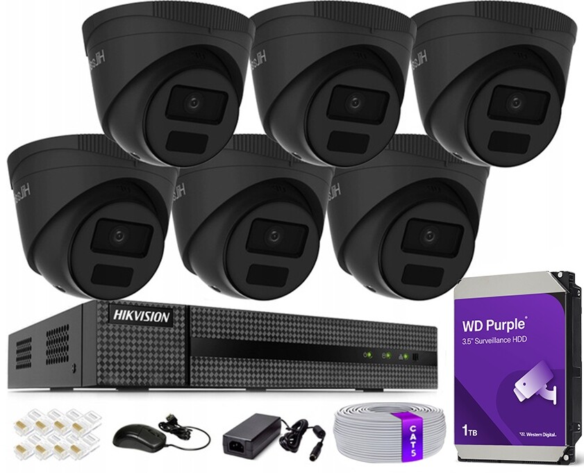 Monitorovací sada 6 kamer 4MPx Externí PoE HiLook Hikvision na kroucený kabel