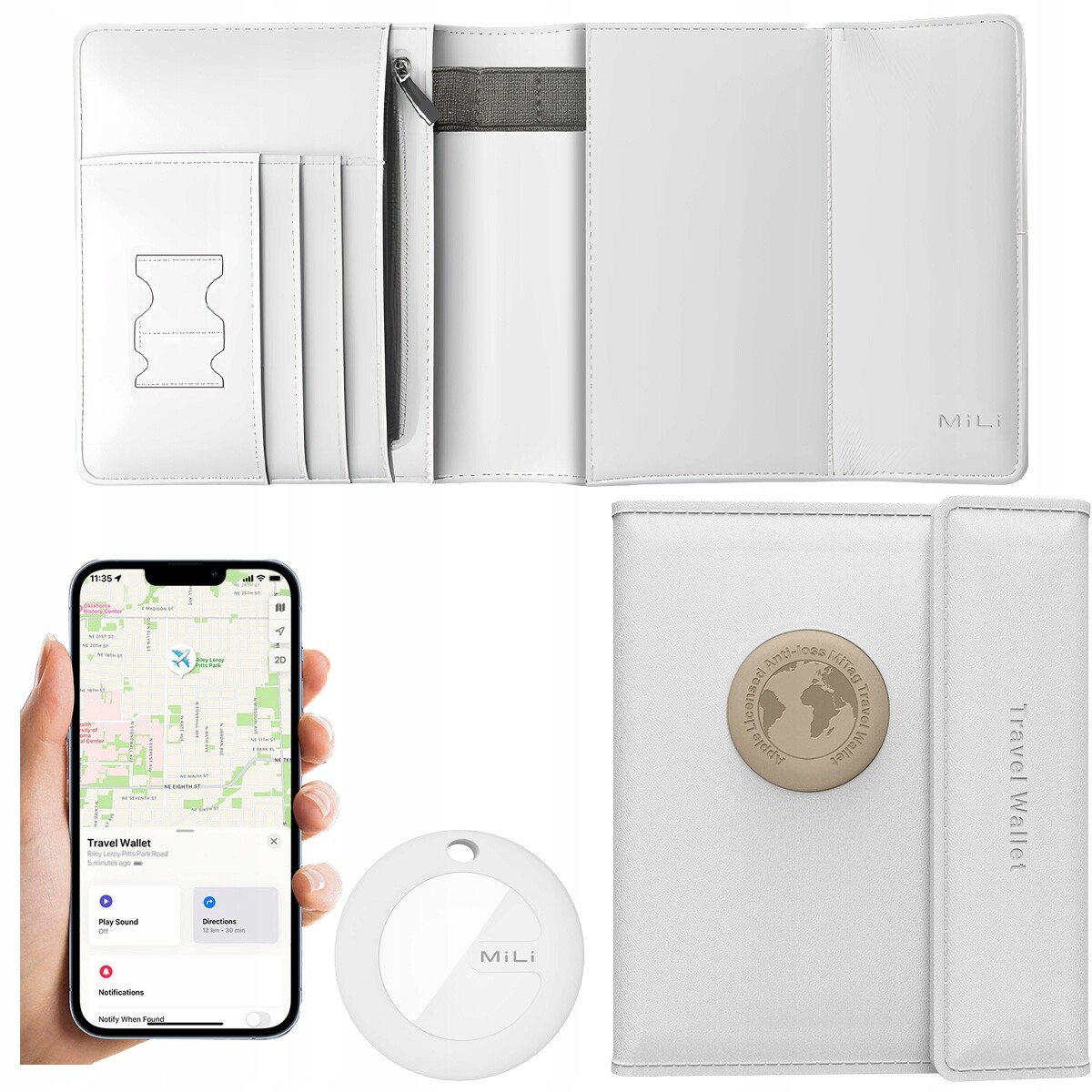 Gps lokátor MILI cestovní peněženka s lokátorem MiTag pro Apple Ios