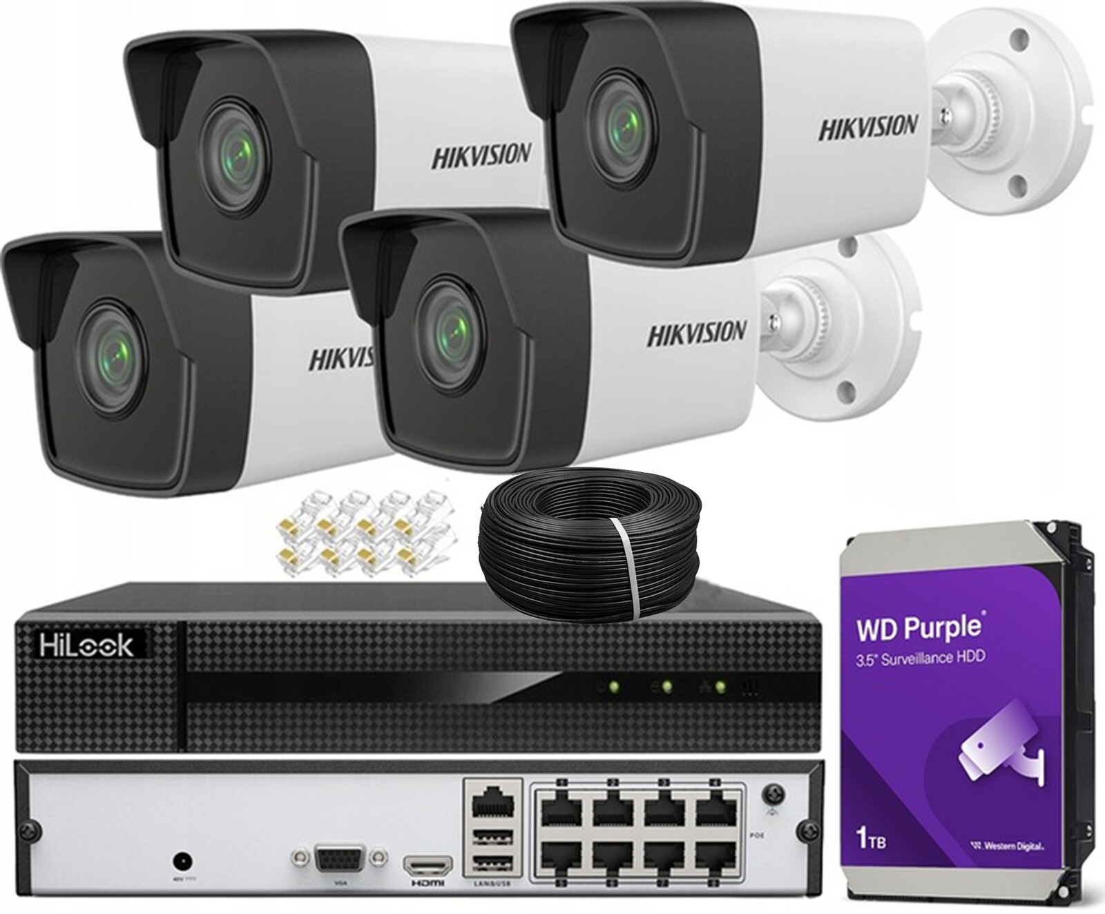 Sada monitorování Ip 4 kamery 4Mpx Hikvision Rekordér 8x PoE HiLook