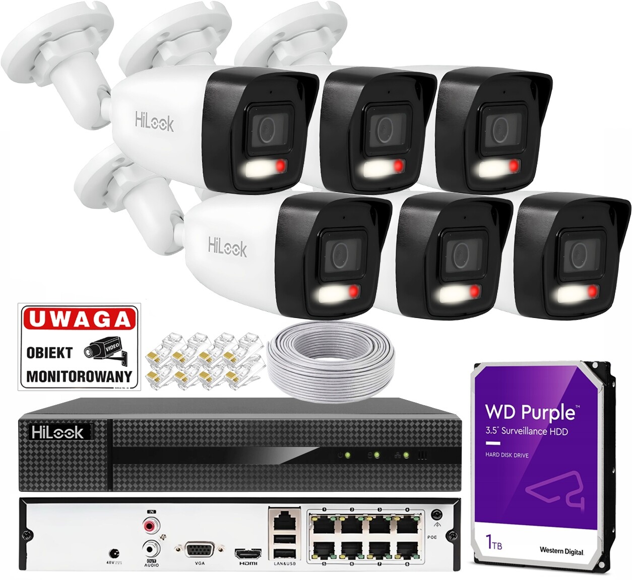 Venkovní Ip monitorovací sada 4Mpx 6x HiLook IPCAM-B4-30DL pro rozšíření