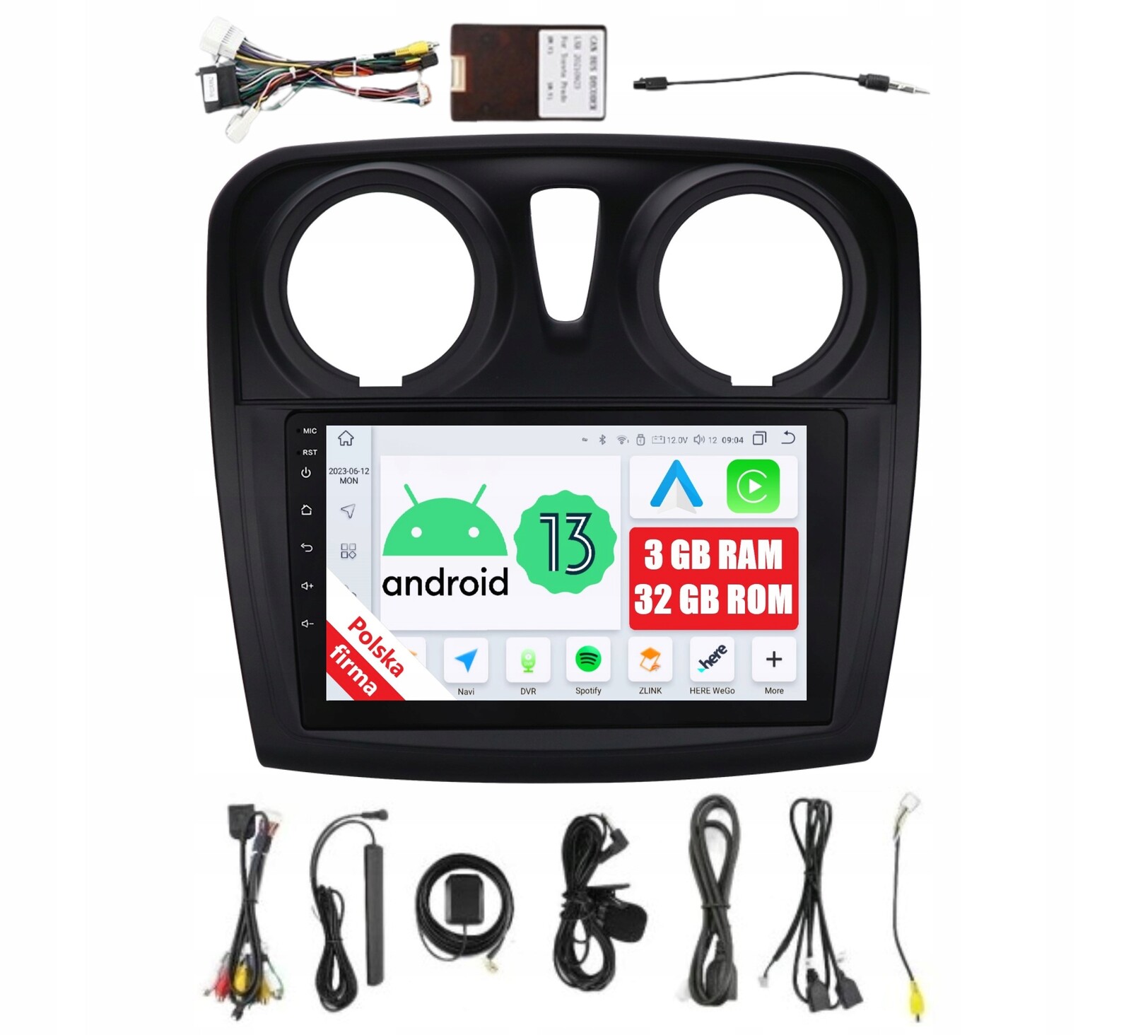 Rádio Navigace Android Dacia Logan II Sandero II 3/32 Gb Dsp Carplay Lte