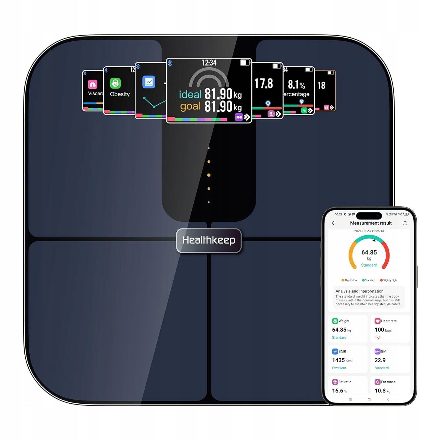 Bluetooth koupelnová váha s Tft displejem Healthkeep CF588 25 modrá