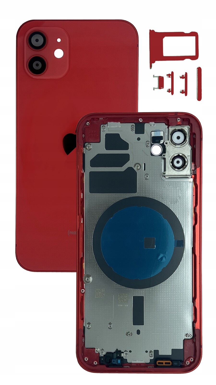 Kompletní pouzdro Červené pro Apple iPhone 12, tělo rámeček, zadní kryt