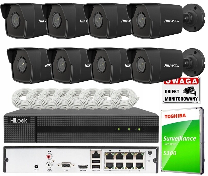 Sada Hikvision 8 Ip kamer 4Mpx Poe rekordér