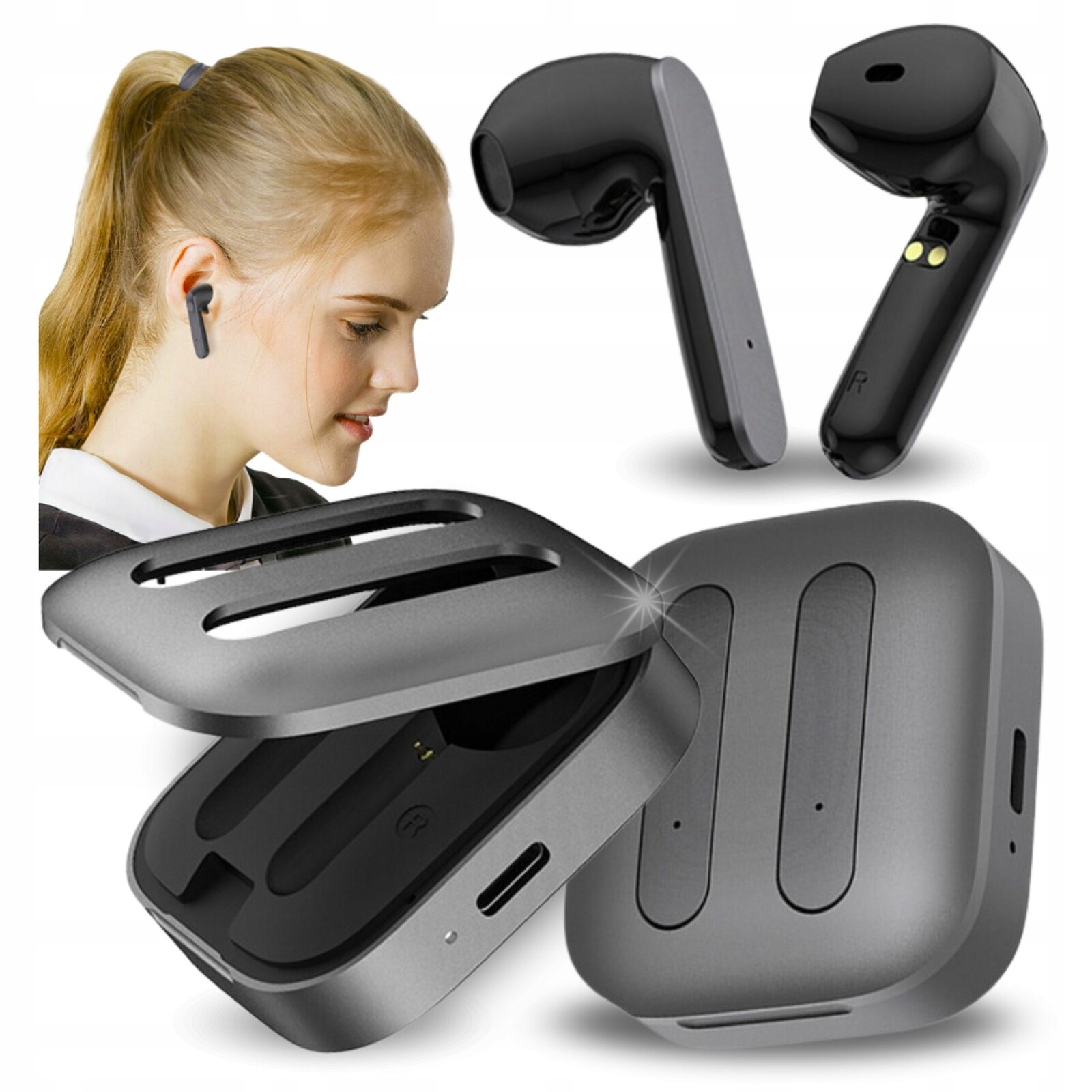 Imiki MT1 Bezdrátová sluchátka do uší s dotykovým Pouzdro pro nabíjení hovorů