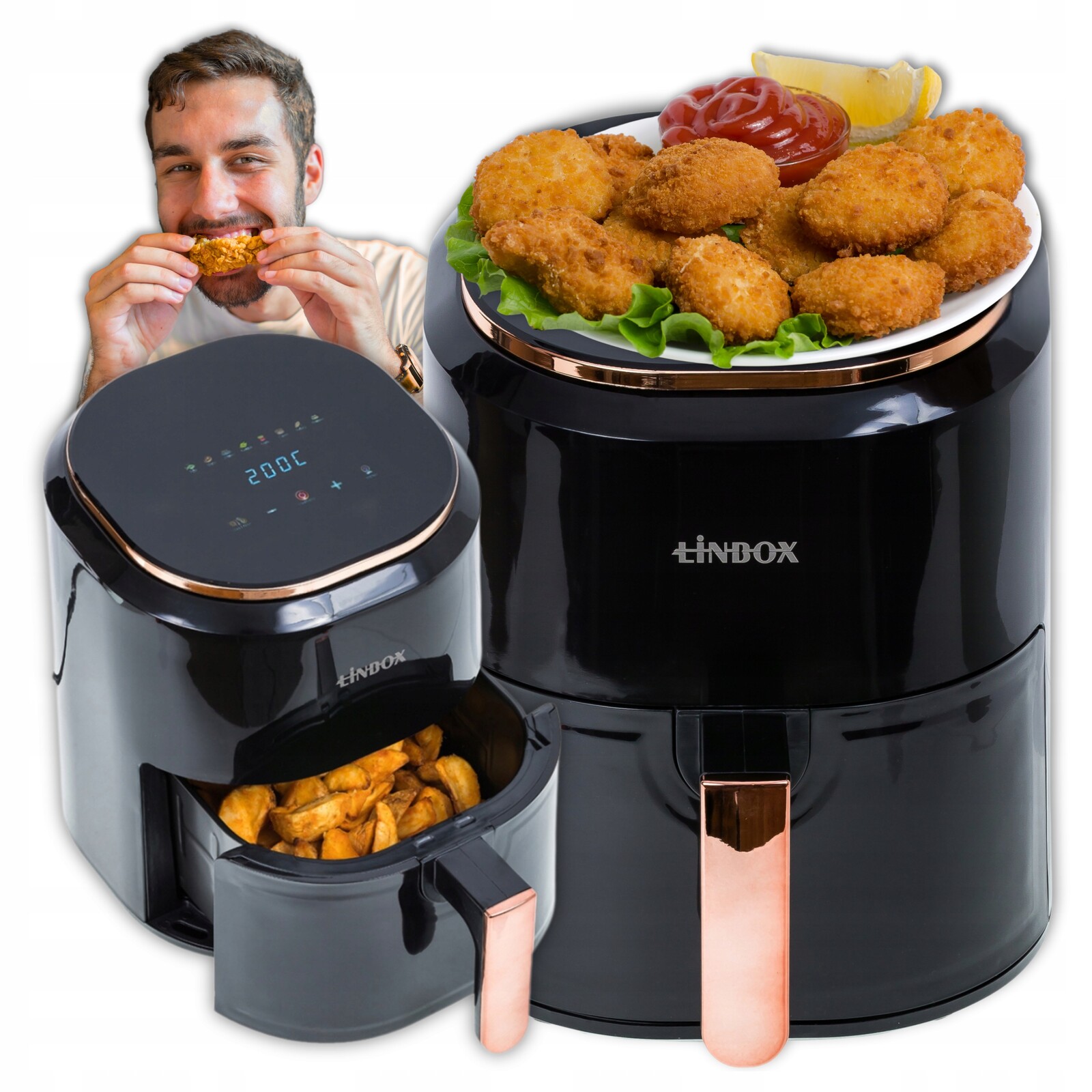 Air Fryer Fritéza bez tuku 4,5 L/1400 W Dotykový panel 8 programů