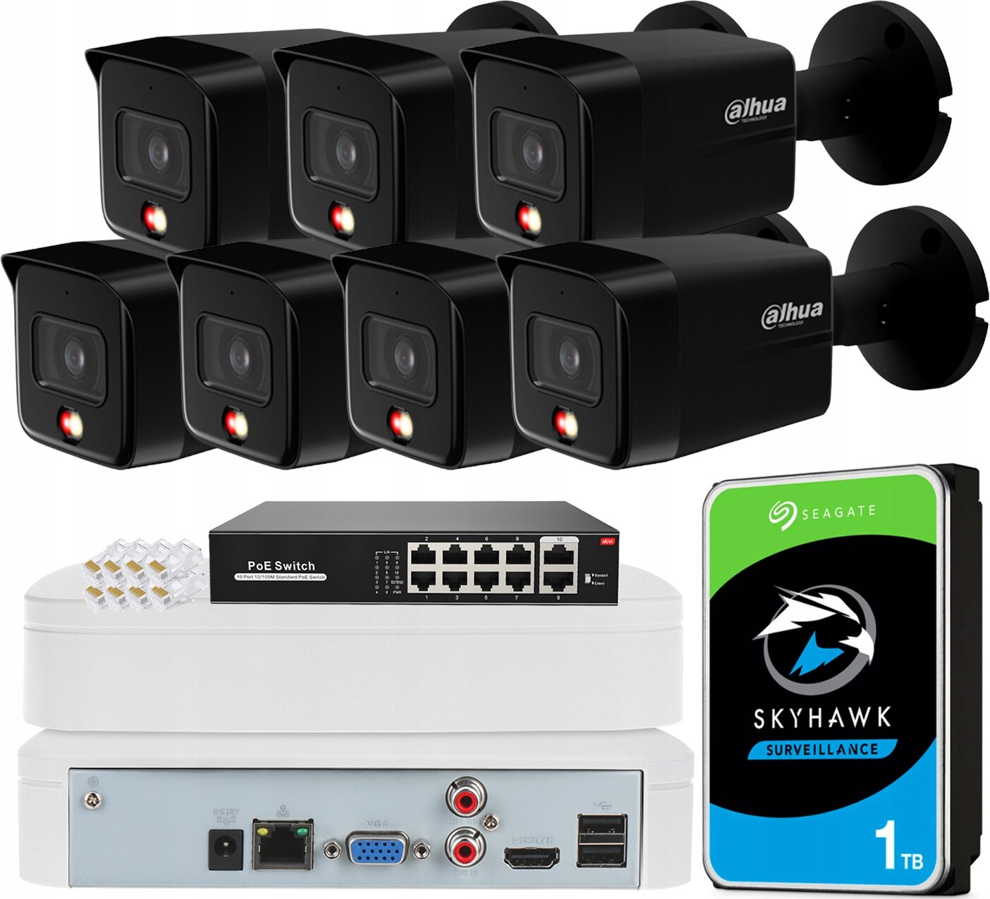 Monitorovací sada Dahua 7 kamer 8Mpx Smart Dual Light IPC-HFW1839TC-BLACK